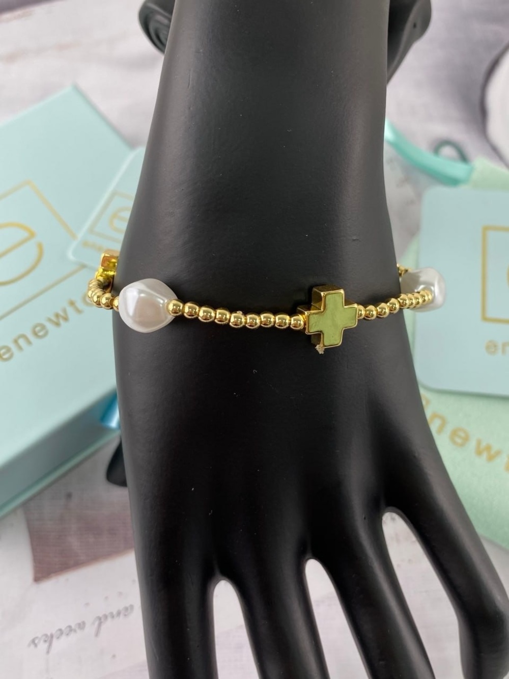 Enewton Gold Pearl Cross Beaded Bracelet - Gold - Picture 4 of 6